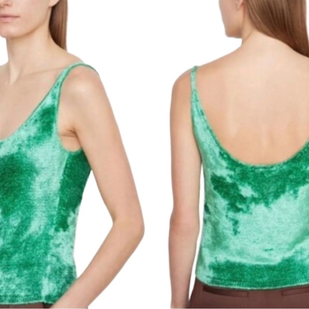 Vince Women’s Velvet Panne Cami Top Scoop Neck Green Size Small Petite NWOT